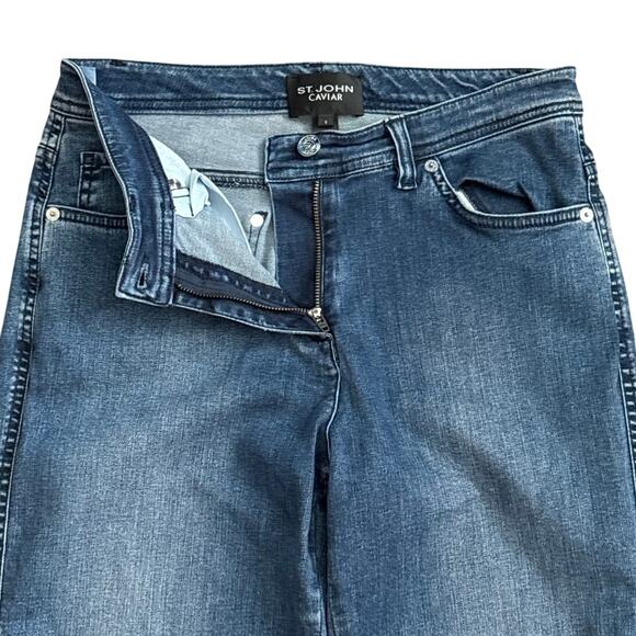 St. John Caviar Stretch Cotton Lyocell Skinny Fit Jeans Medium Blue Size 8‎ - Picture 6 of 10